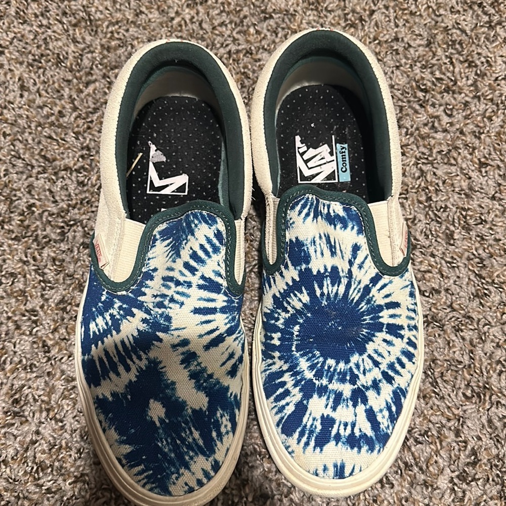 Women’s blue tie dyed Vans